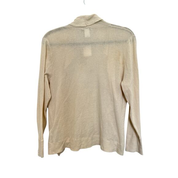 J.Crew Size L beige open-front ruffled cardigan. lightweight knit sweater - Picture 3 of 5